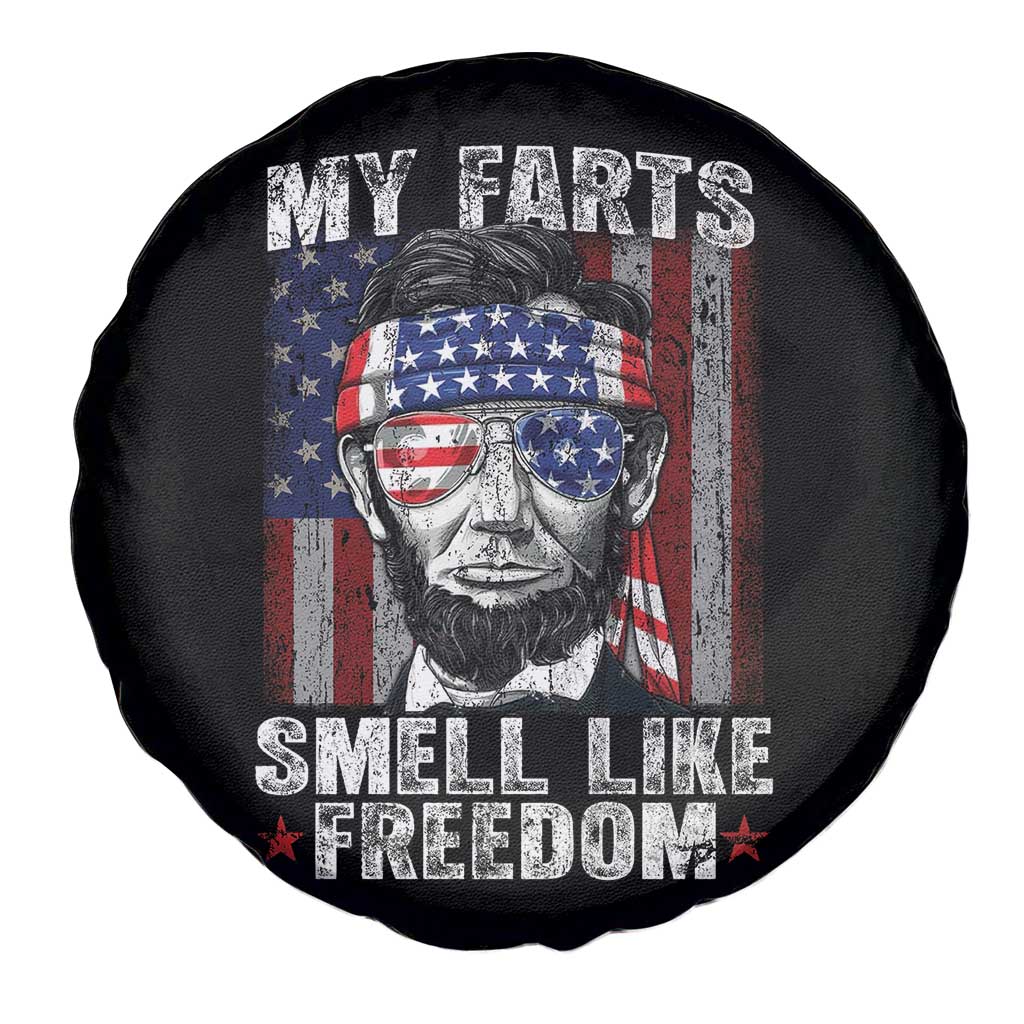 Funny Abe Lincoln 4th Of July Spare Tire Cover My Farts Smell Like Freedom American Flag - Wonder Print Shop