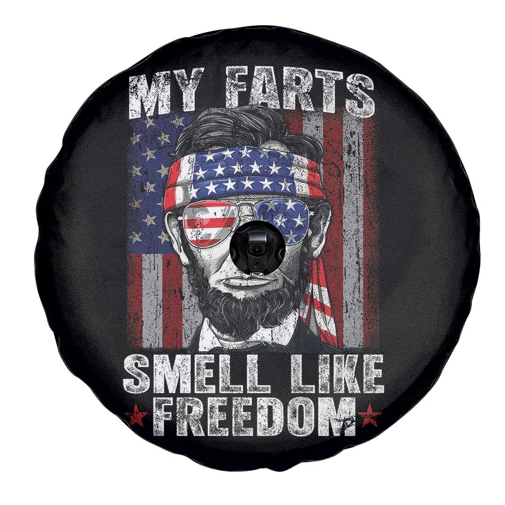 Funny Abe Lincoln 4th Of July Spare Tire Cover My Farts Smell Like Freedom American Flag - Wonder Print Shop