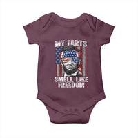 Funny Abe Lincoln 4th Of July Baby Onesie My Farts Smell Like Freedom American Flag - Wonder Print Shop