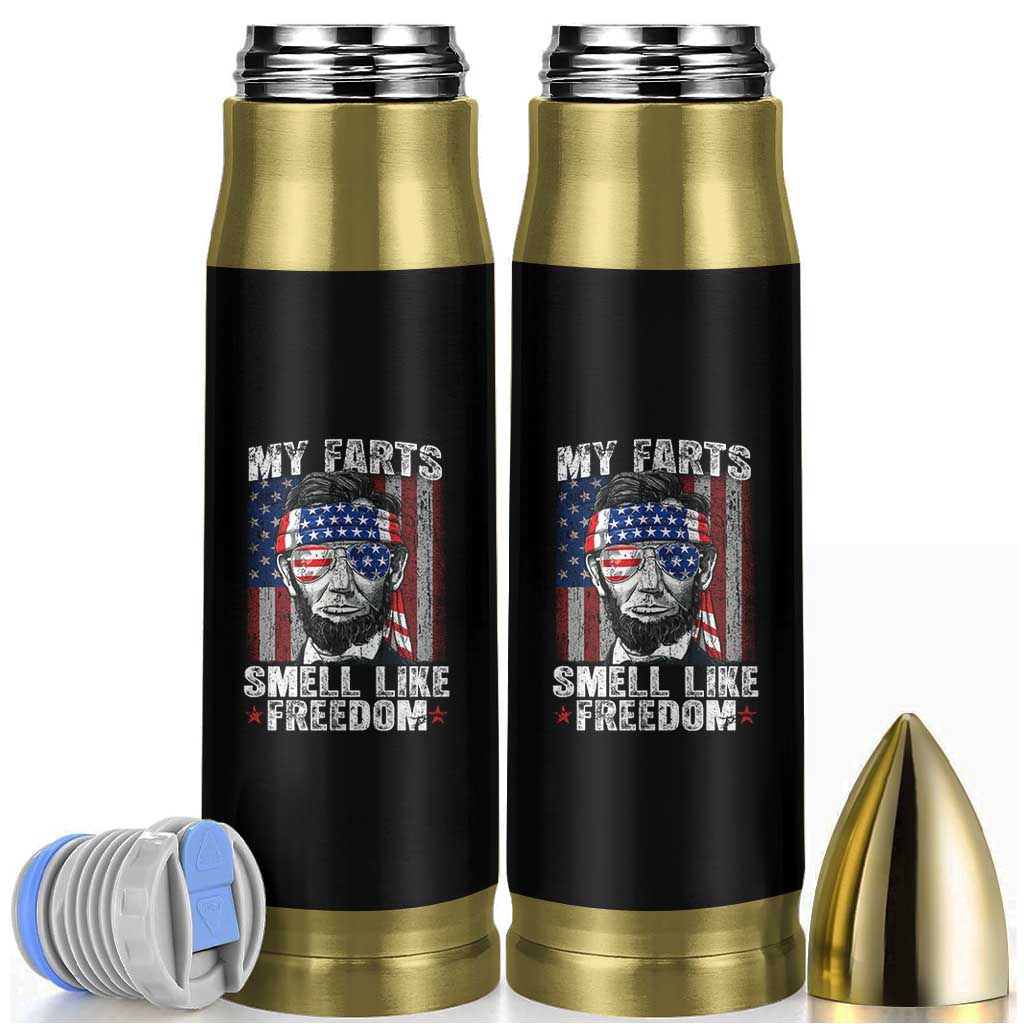Funny Abe Lincoln 4th Of July Bullet Tumbler My Farts Smell Like Freedom American Flag - Wonder Print Shop