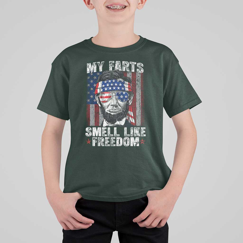 Funny Abe Lincoln 4th Of July T Shirt For Kid My Farts Smell Like Freedom American Flag - Wonder Print Shop