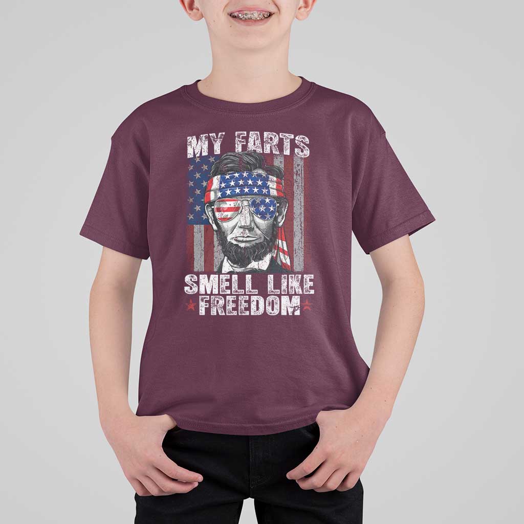 Funny Abe Lincoln 4th Of July T Shirt For Kid My Farts Smell Like Freedom American Flag - Wonder Print Shop