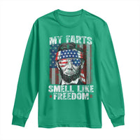 Funny Abe Lincoln 4th Of July Long Sleeve Shirt My Farts Smell Like Freedom American Flag - Wonder Print Shop