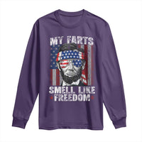 Funny Abe Lincoln 4th Of July Long Sleeve Shirt My Farts Smell Like Freedom American Flag - Wonder Print Shop