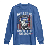 Funny Abe Lincoln 4th Of July Long Sleeve Shirt My Farts Smell Like Freedom American Flag - Wonder Print Shop