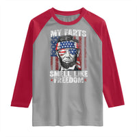 Funny Abe Lincoln 4th Of July Raglan Shirt My Farts Smell Like Freedom American Flag - Wonder Print Shop
