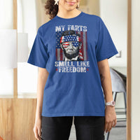Funny Abe Lincoln 4th Of July T Shirt For Women My Farts Smell Like Freedom American Flag - Wonder Print Shop