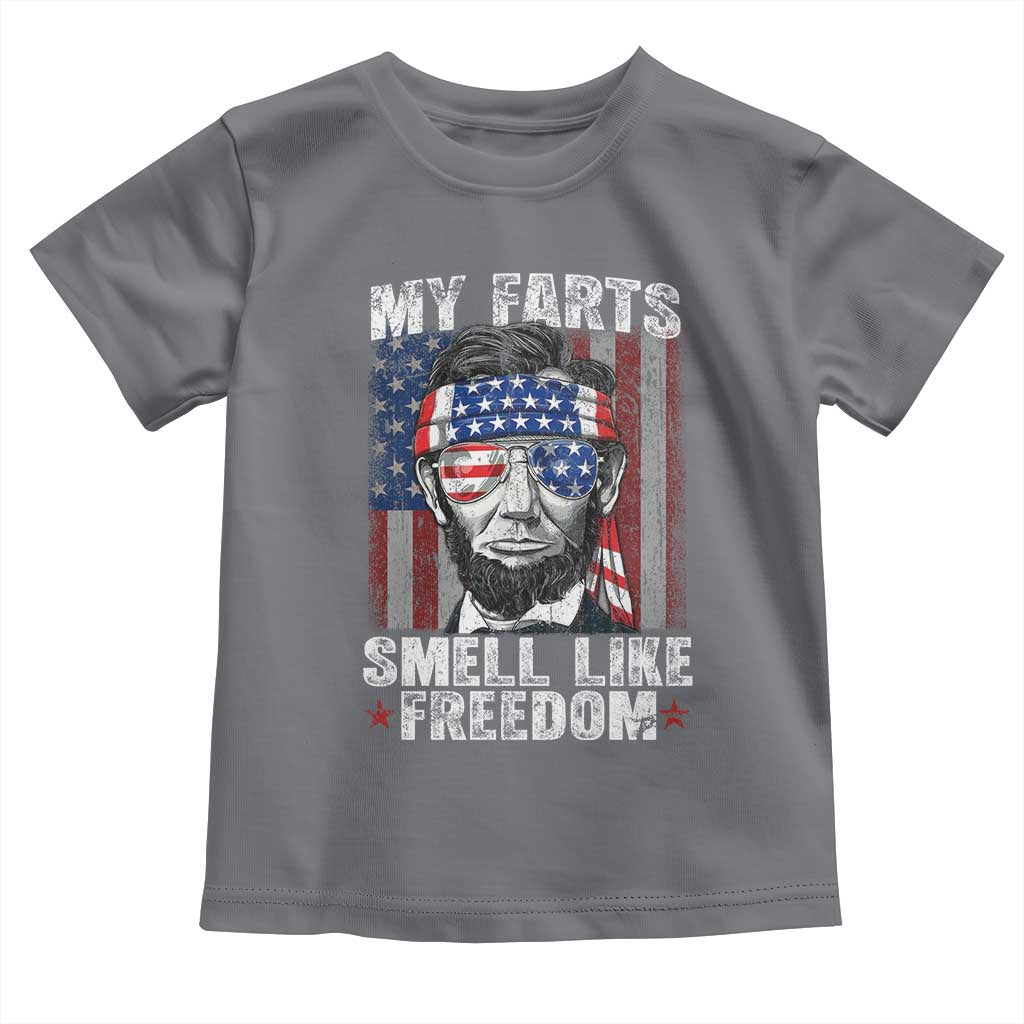 Funny Abe Lincoln 4th Of July Toddler T Shirt My Farts Smell Like Freedom American Flag - Wonder Print Shop