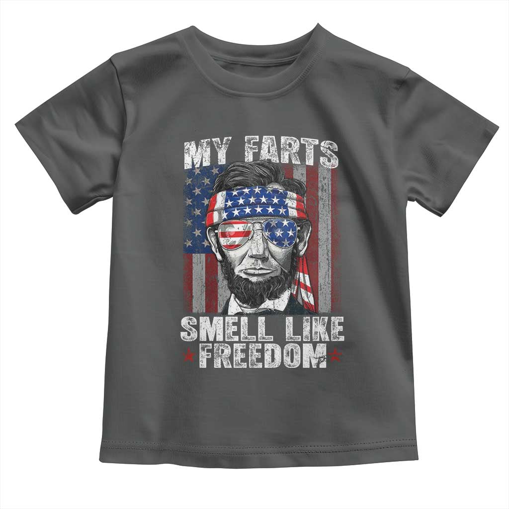 Funny Abe Lincoln 4th Of July Toddler T Shirt My Farts Smell Like Freedom American Flag - Wonder Print Shop