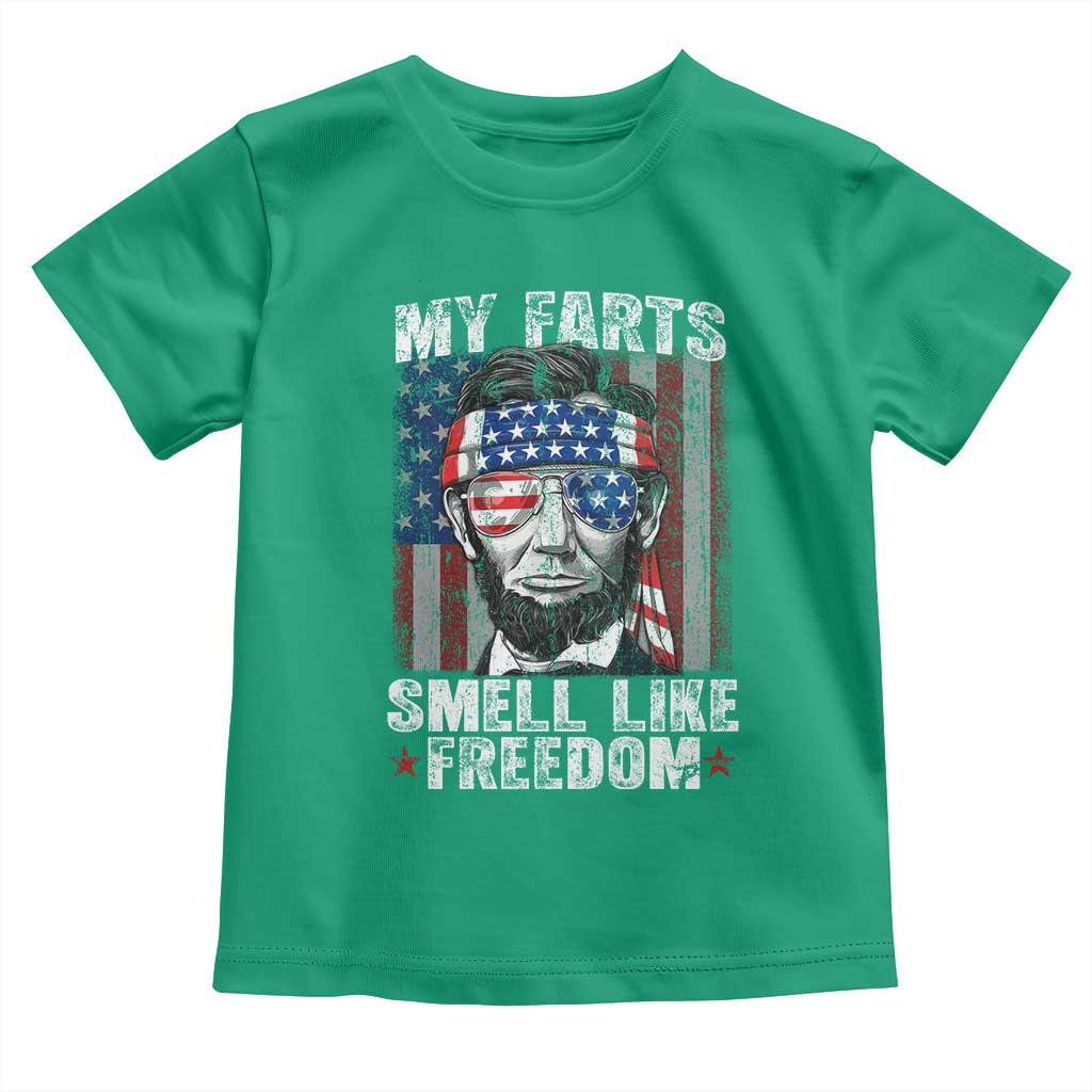 Funny Abe Lincoln 4th Of July Toddler T Shirt My Farts Smell Like Freedom American Flag - Wonder Print Shop