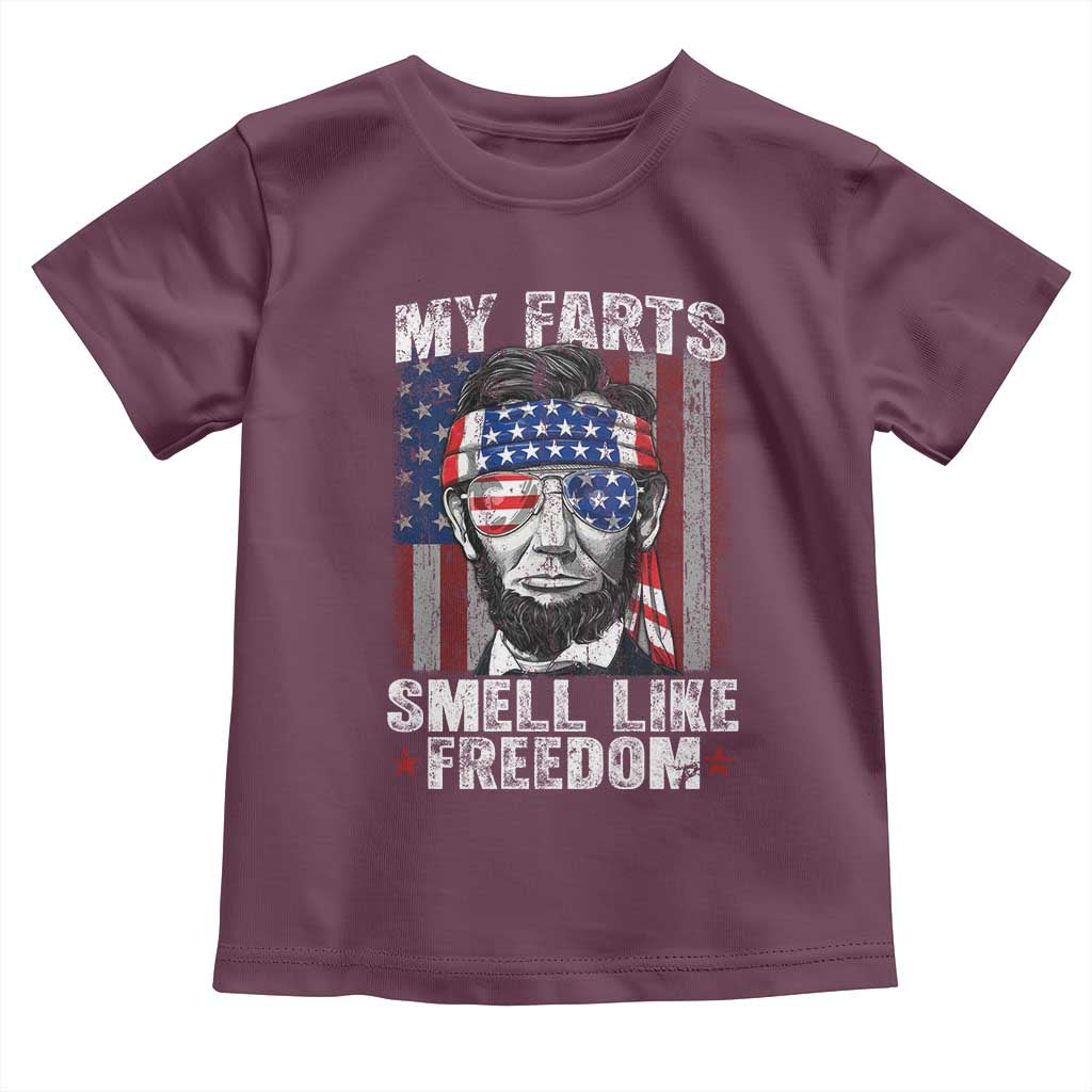Funny Abe Lincoln 4th Of July Toddler T Shirt My Farts Smell Like Freedom American Flag - Wonder Print Shop