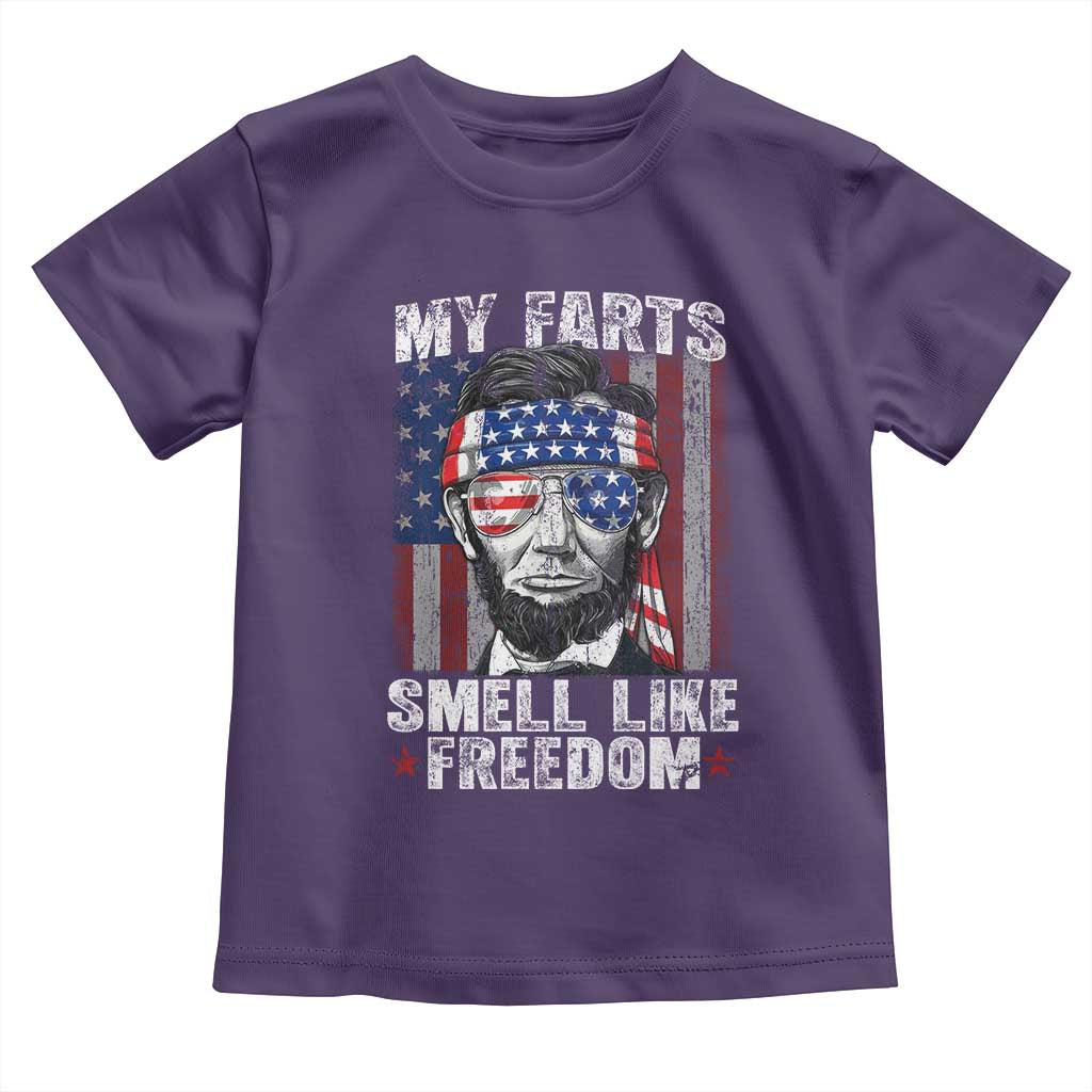 Funny Abe Lincoln 4th Of July Toddler T Shirt My Farts Smell Like Freedom American Flag - Wonder Print Shop