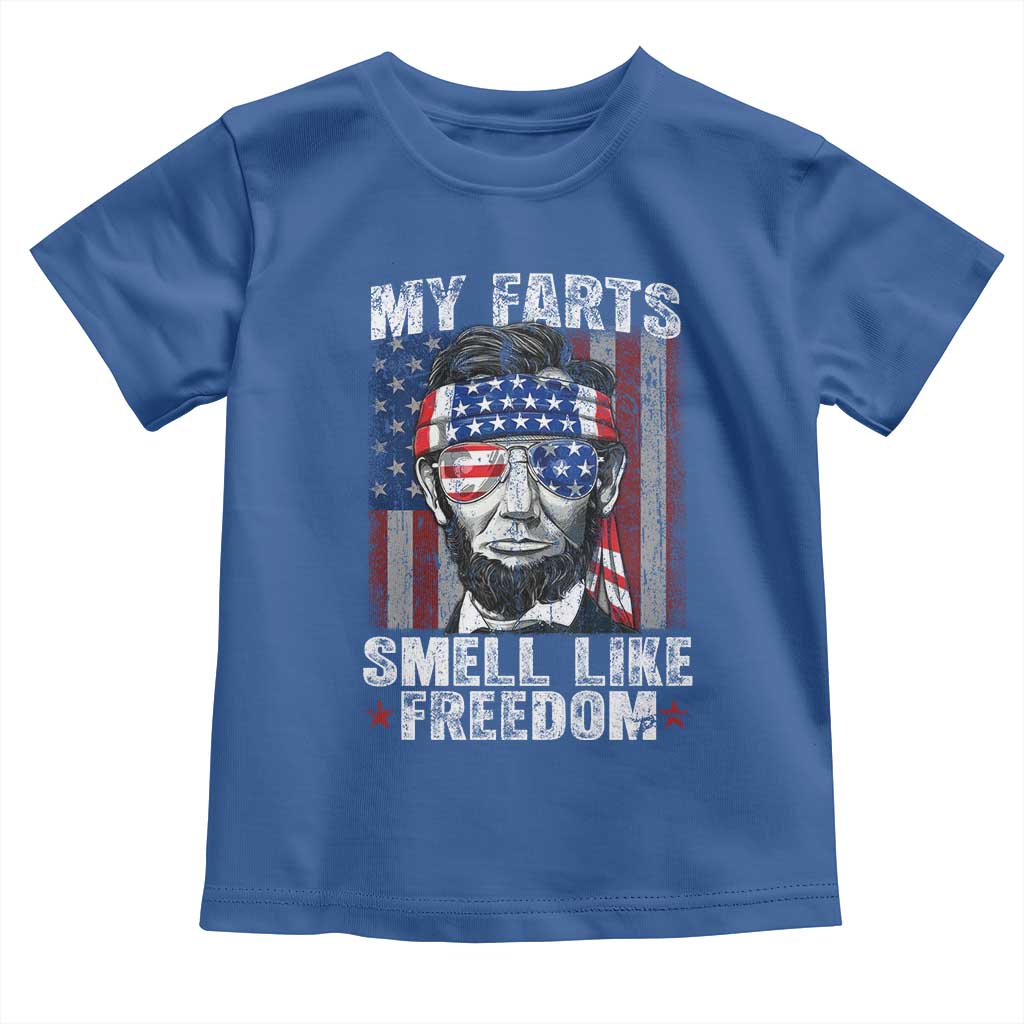 Funny Abe Lincoln 4th Of July Toddler T Shirt My Farts Smell Like Freedom American Flag - Wonder Print Shop