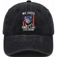 Funny Abe Lincoln 4th Of July Washed Cotton Baseball Cap My Farts Smell Like Freedom American Flag