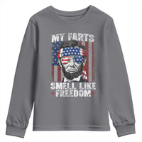 Funny Abe Lincoln 4th Of July Youth Sweatshirt My Farts Smell Like Freedom American Flag - Wonder Print Shop
