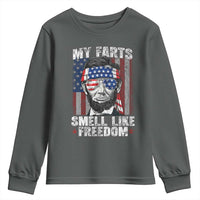 Funny Abe Lincoln 4th Of July Youth Sweatshirt My Farts Smell Like Freedom American Flag - Wonder Print Shop