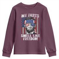Funny Abe Lincoln 4th Of July Youth Sweatshirt My Farts Smell Like Freedom American Flag - Wonder Print Shop