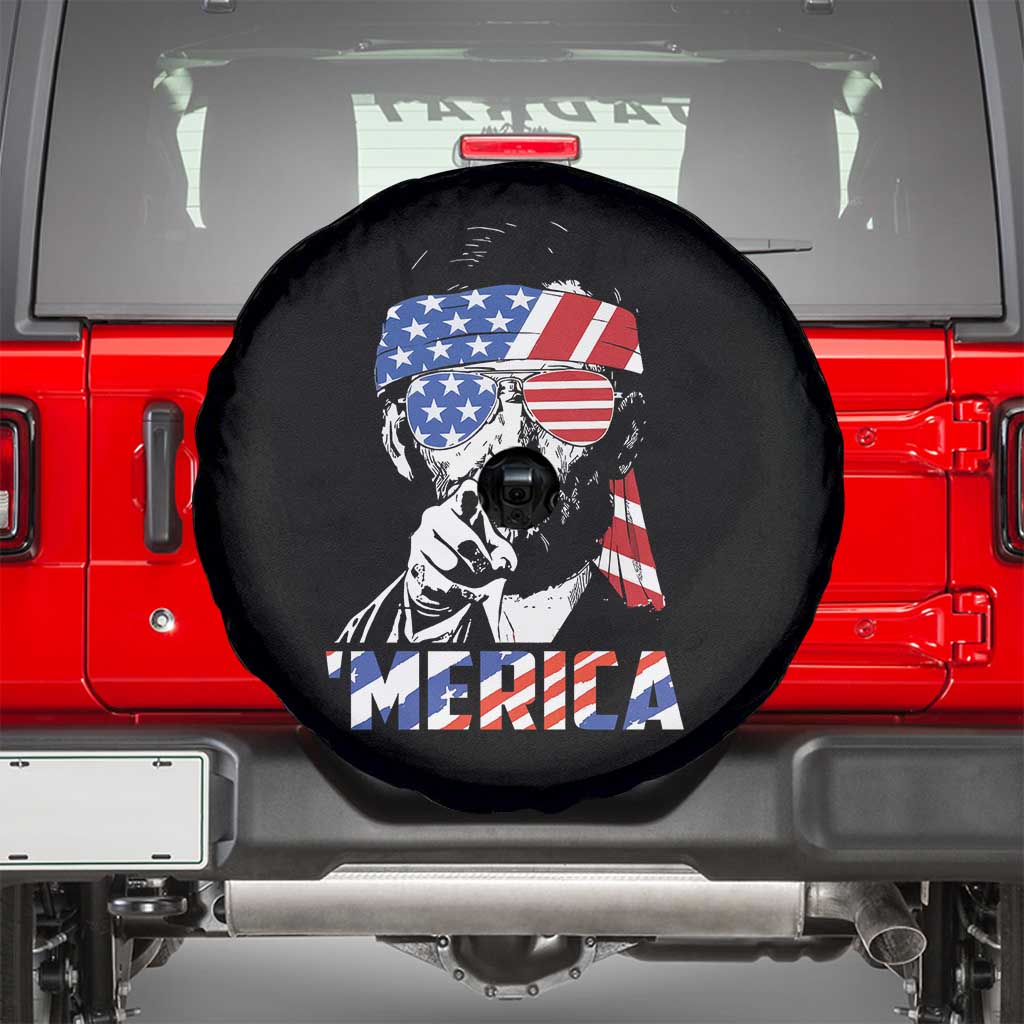 Funny Lincoln 4th Of July Merica Spare Tire Cover Abe American Flag - Wonder Print Shop