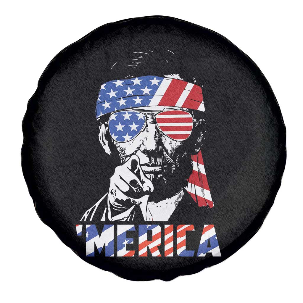 Funny Lincoln 4th Of July Merica Spare Tire Cover Abe American Flag - Wonder Print Shop