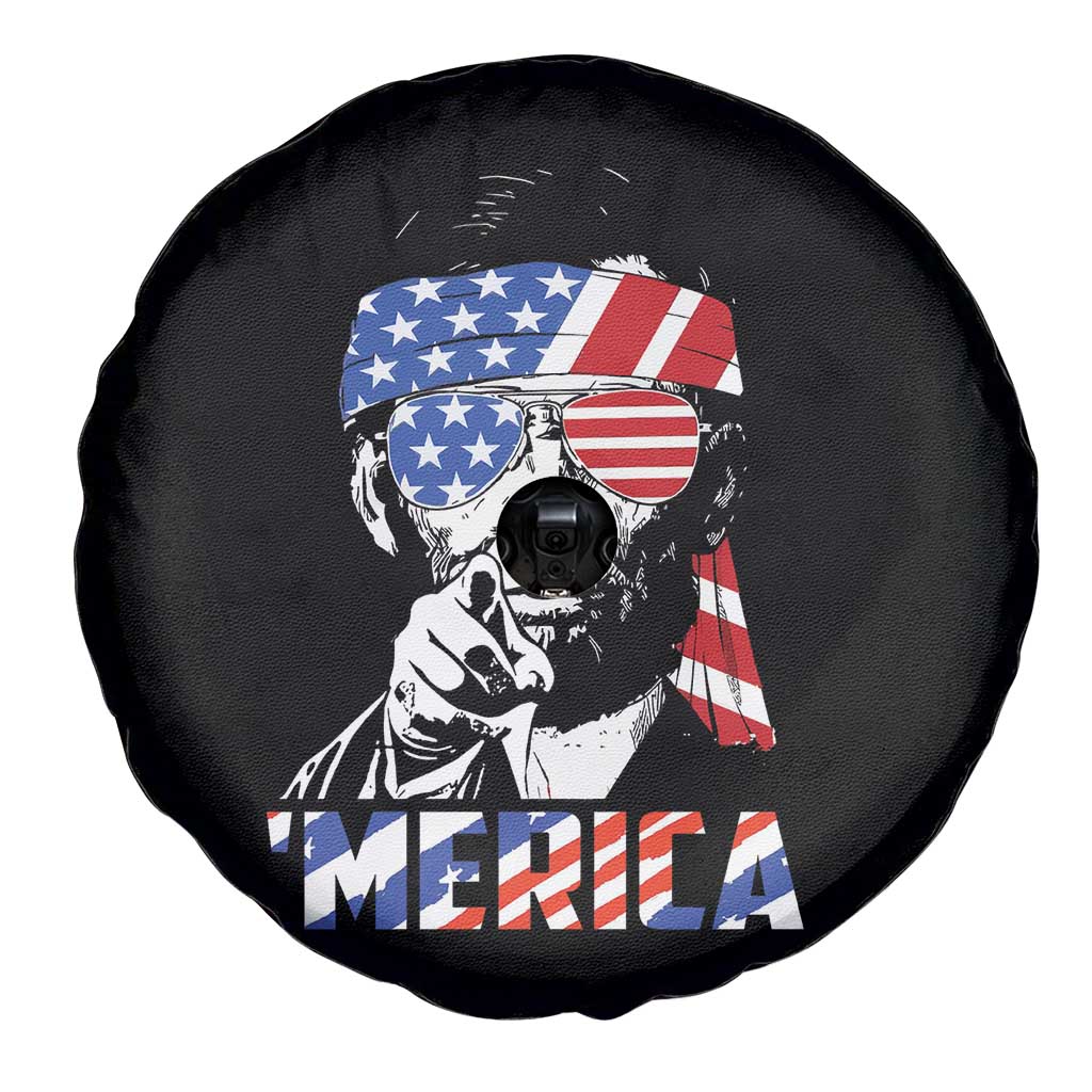 Funny Lincoln 4th Of July Merica Spare Tire Cover Abe American Flag - Wonder Print Shop