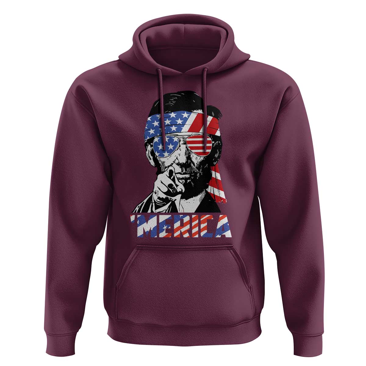 Funny Lincoln 4th Of July Merica Hoodie Abe American Flag - Wonder Print Shop
