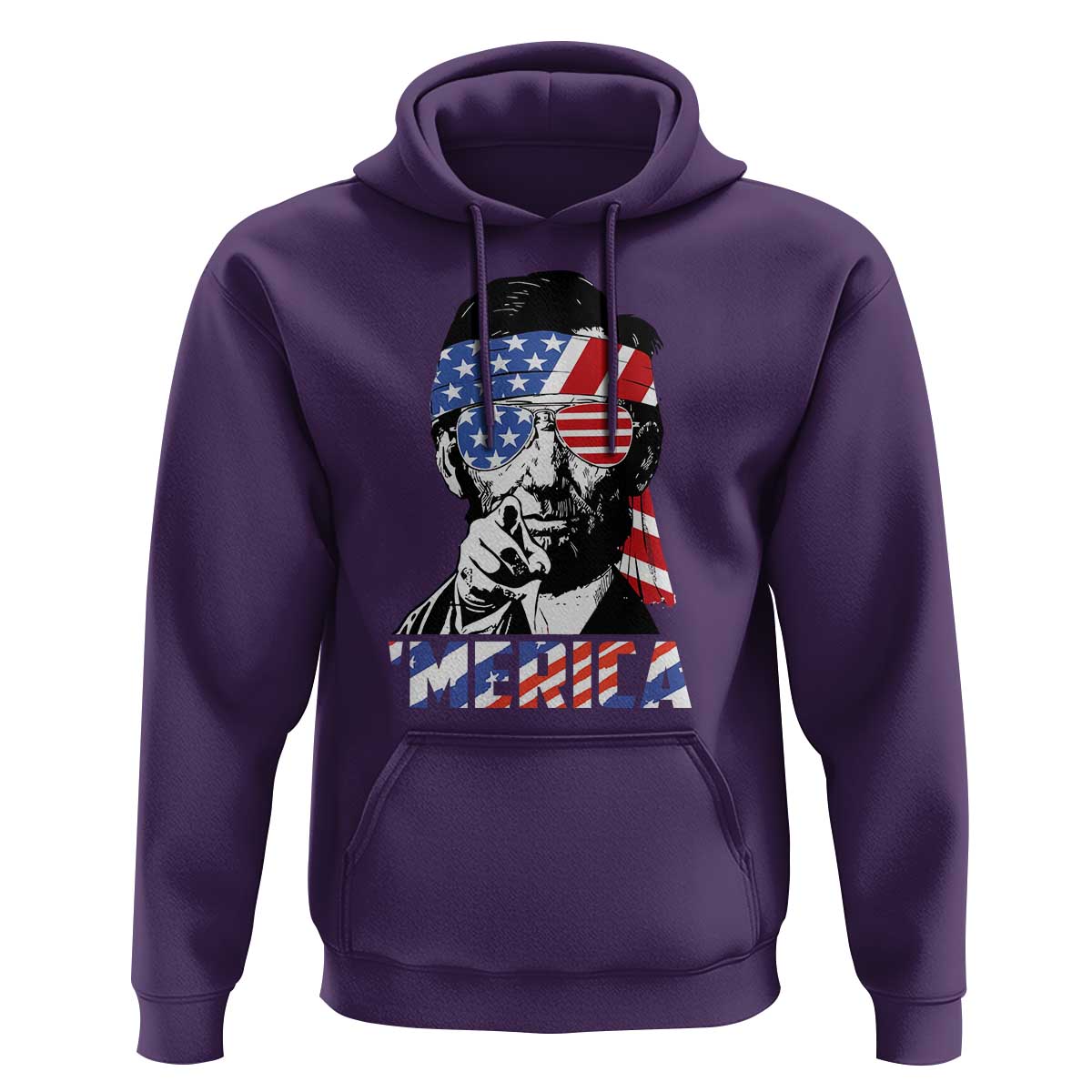 Funny Lincoln 4th Of July Merica Hoodie Abe American Flag - Wonder Print Shop