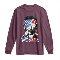 Funny Lincoln 4th Of July Merica Long Sleeve Shirt Abe American Flag - Wonder Print Shop