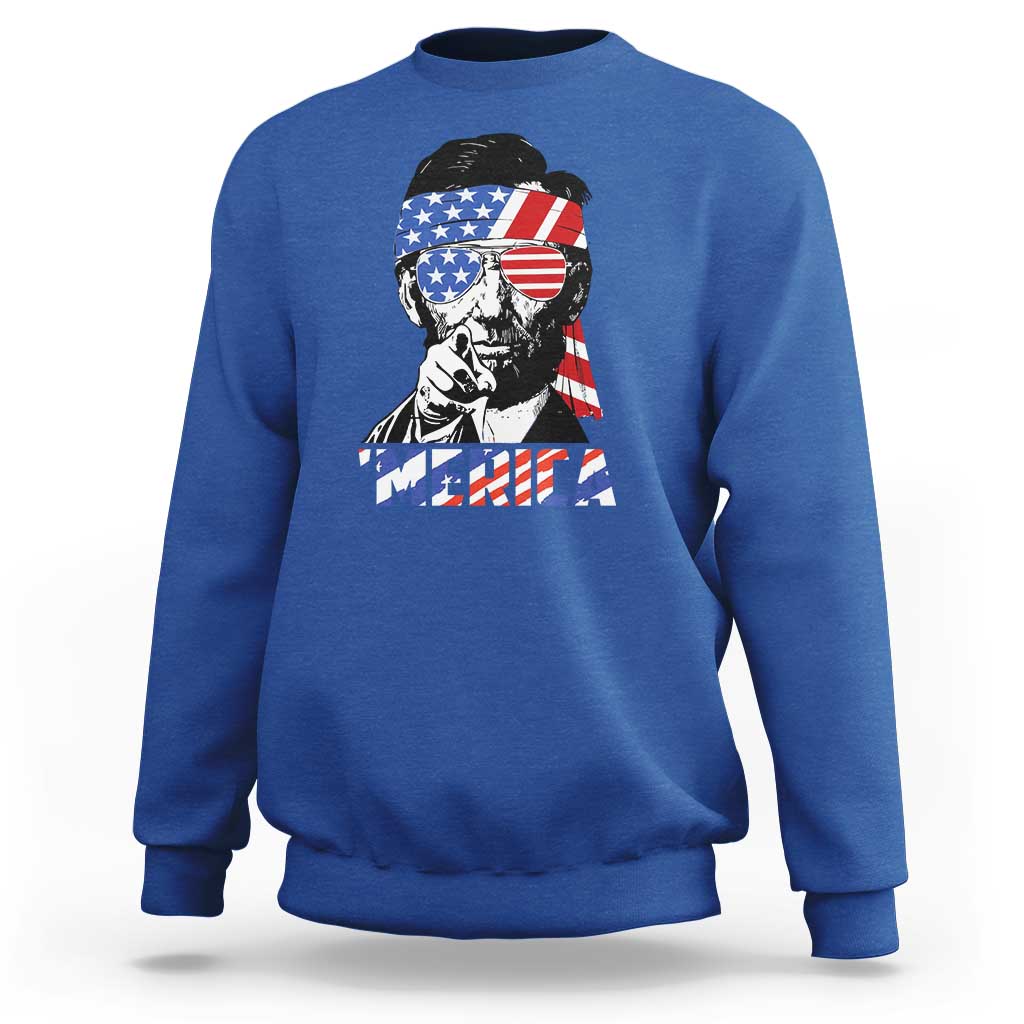Funny Lincoln 4th Of July Merica Sweatshirt Abe American Flag - Wonder Print Shop