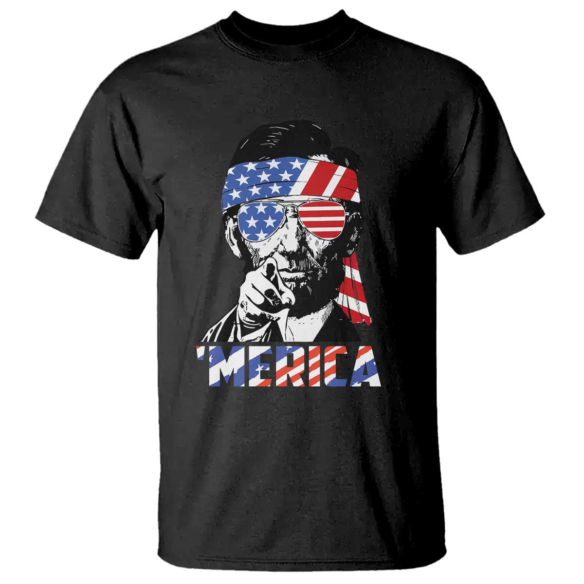 Funny Lincoln 4th Of July Merica T Shirt Abe American Flag - Wonder Print Shop