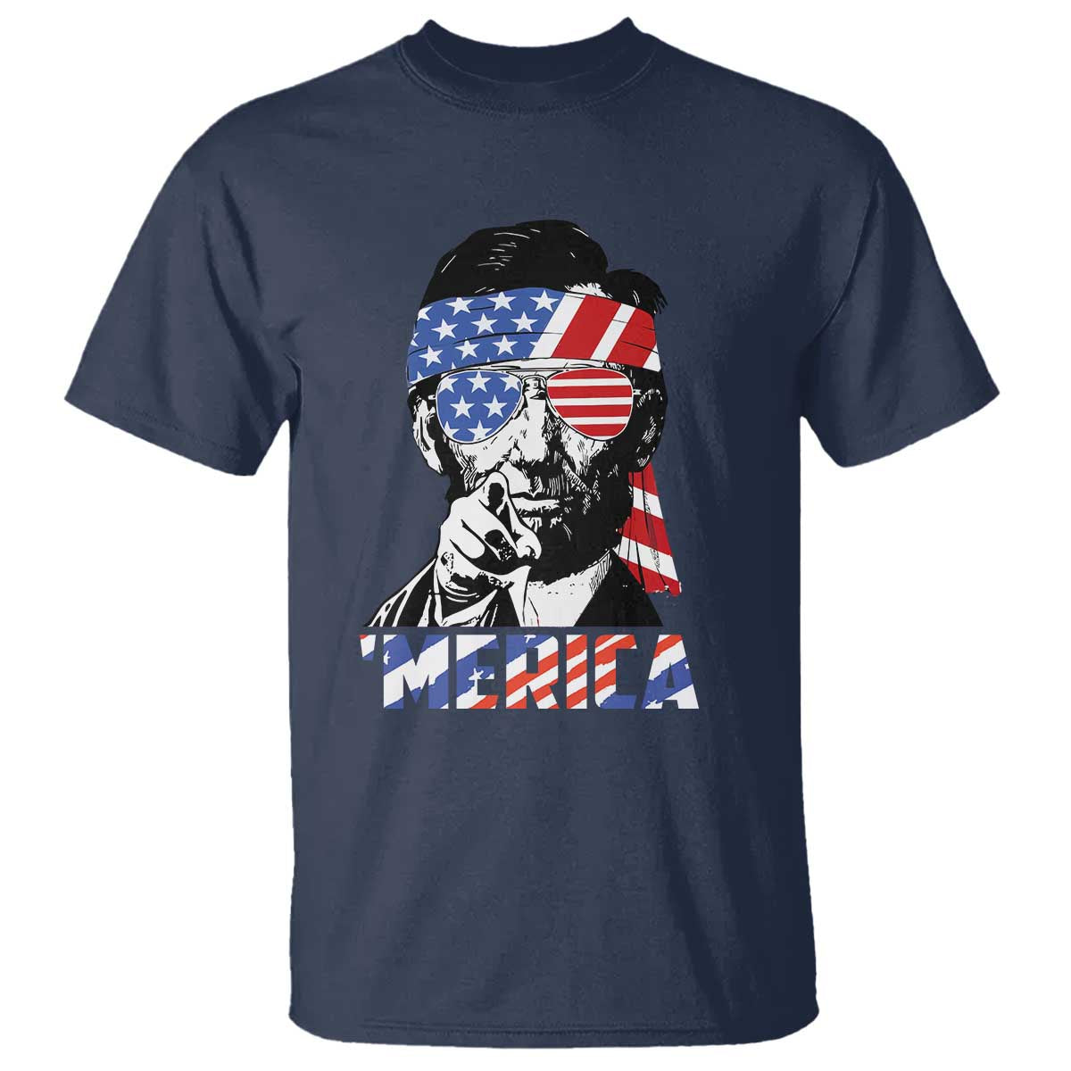 Funny Lincoln 4th Of July Merica T Shirt Abe American Flag - Wonder Print Shop