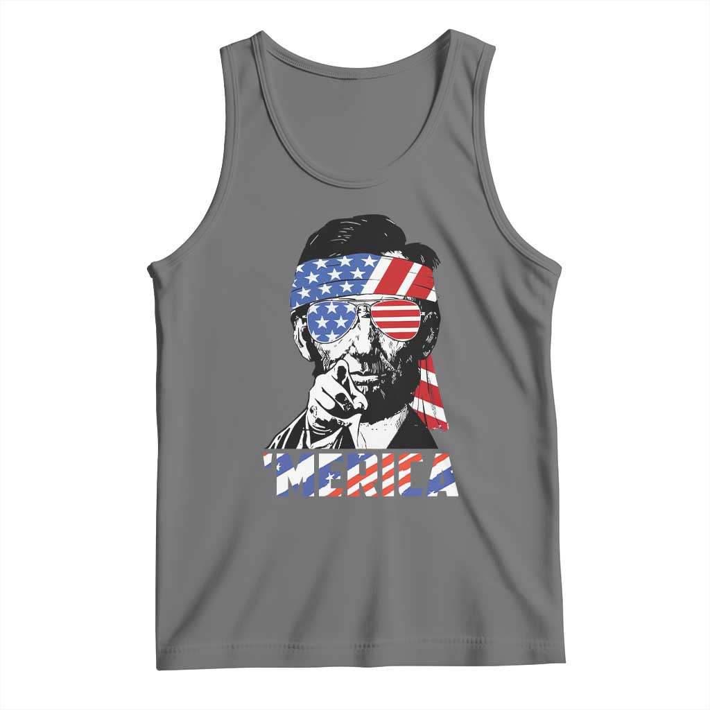 Funny Lincoln 4th Of July Merica Tank Top Abe American Flag - Wonder Print Shop