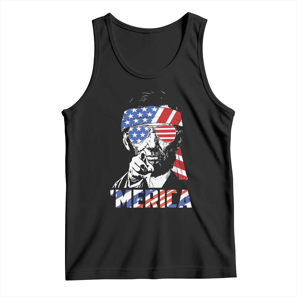 Funny Lincoln 4th Of July Merica Tank Top Abe American Flag - Wonder Print Shop