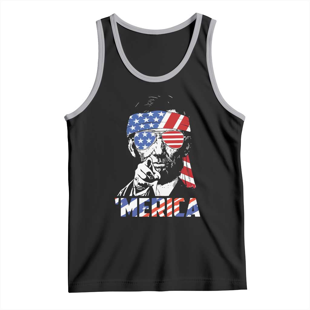 Funny Lincoln 4th Of July Merica Tank Top Abe American Flag - Wonder Print Shop