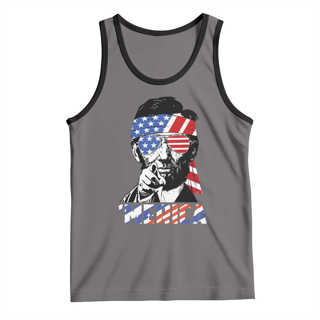 Funny Lincoln 4th Of July Merica Tank Top Abe American Flag - Wonder Print Shop