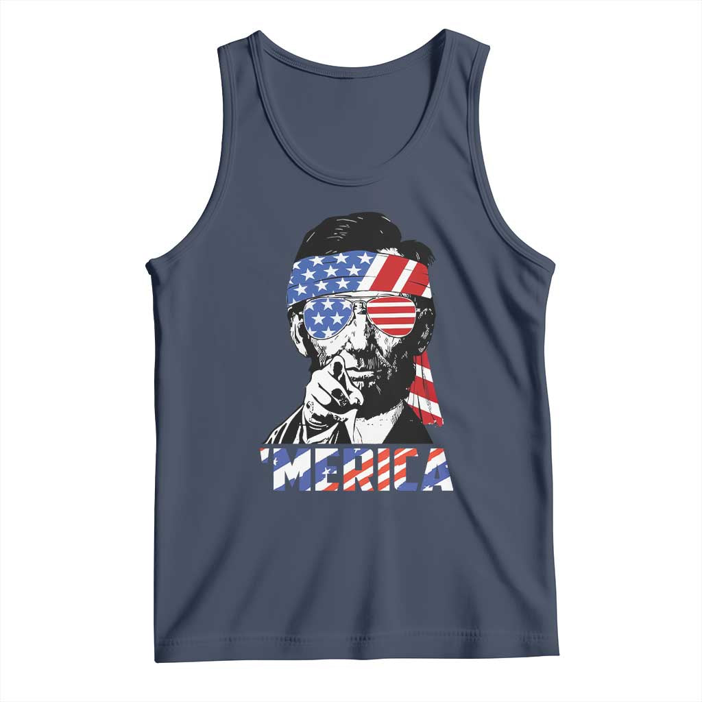 Funny Lincoln 4th Of July Merica Tank Top Abe American Flag - Wonder Print Shop
