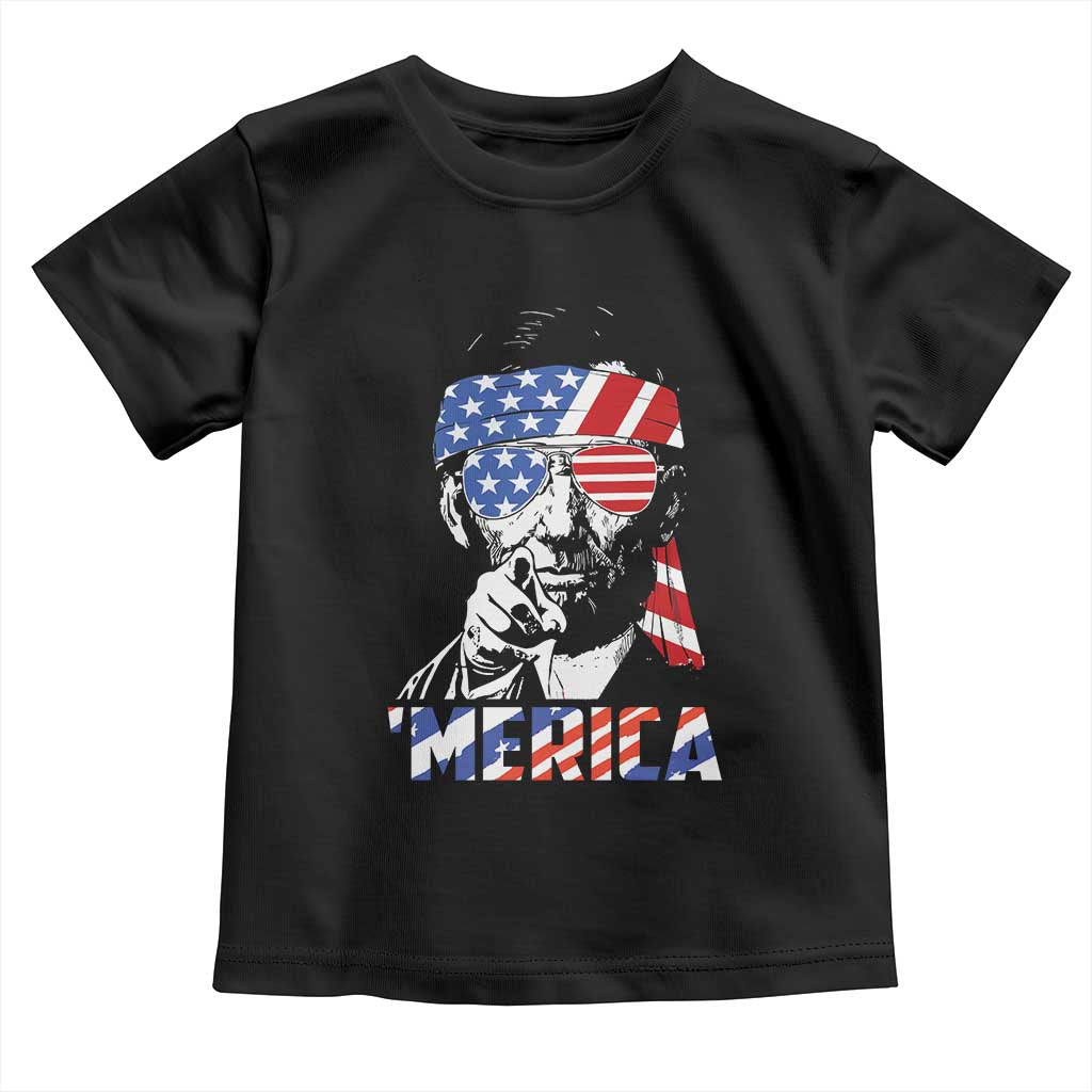 Funny Lincoln 4th Of July Merica Toddler T Shirt Abe American Flag - Wonder Print Shop