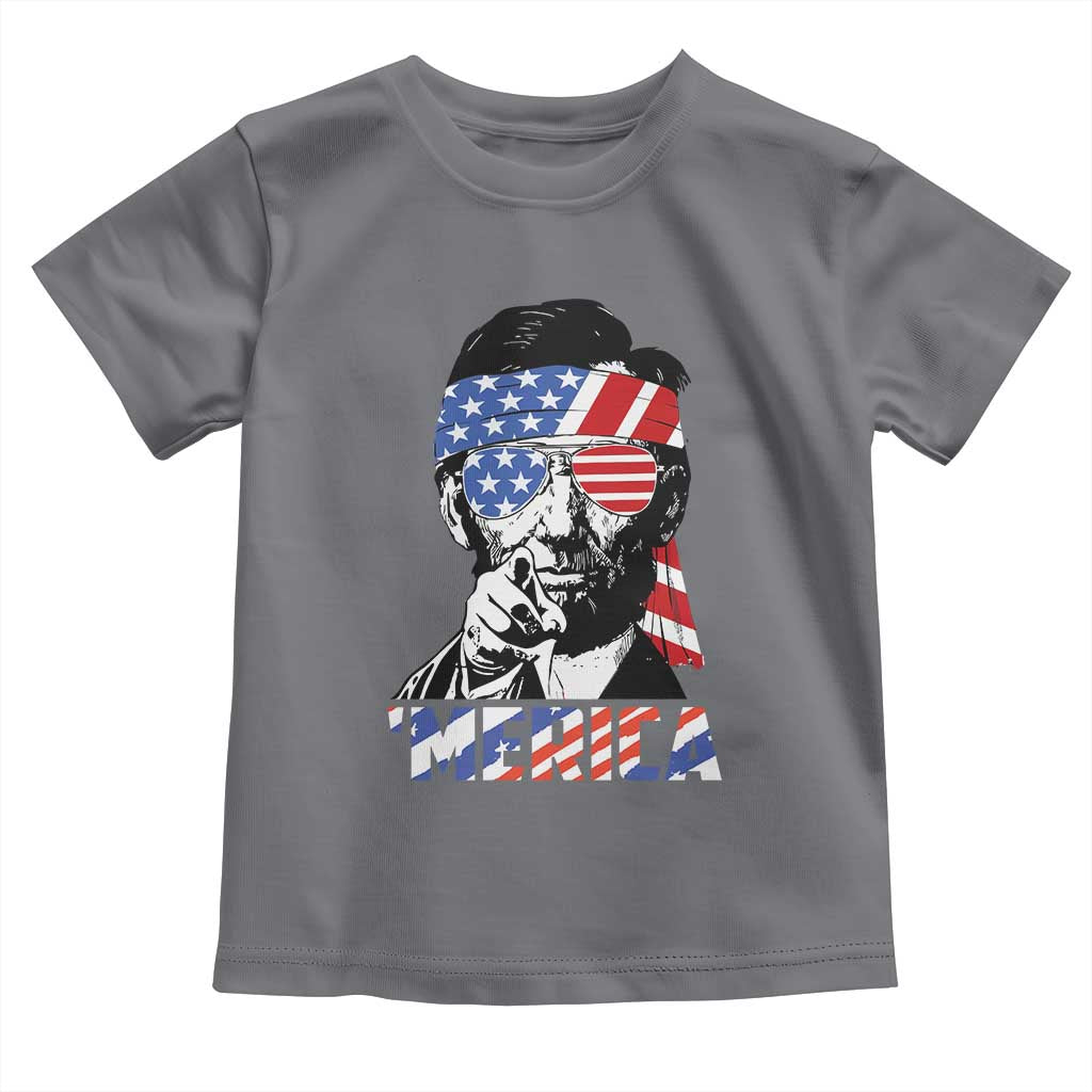 Funny Lincoln 4th Of July Merica Toddler T Shirt Abe American Flag - Wonder Print Shop