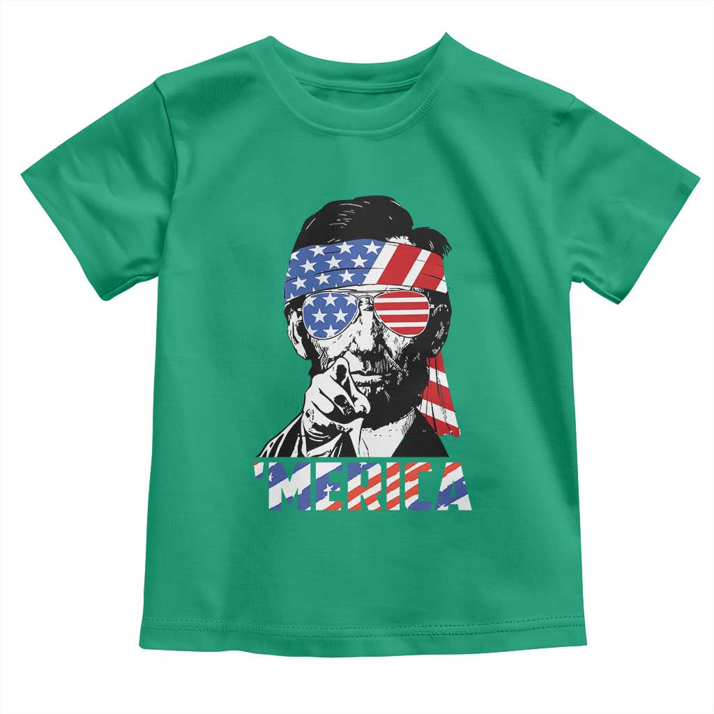 Funny Lincoln 4th Of July Merica Toddler T Shirt Abe American Flag - Wonder Print Shop