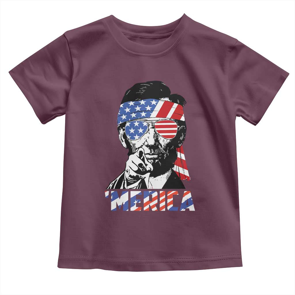 Funny Lincoln 4th Of July Merica Toddler T Shirt Abe American Flag - Wonder Print Shop
