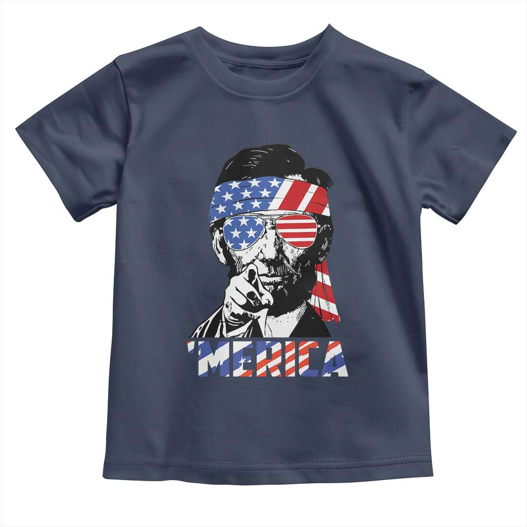 Funny Lincoln 4th Of July Merica Toddler T Shirt Abe American Flag - Wonder Print Shop