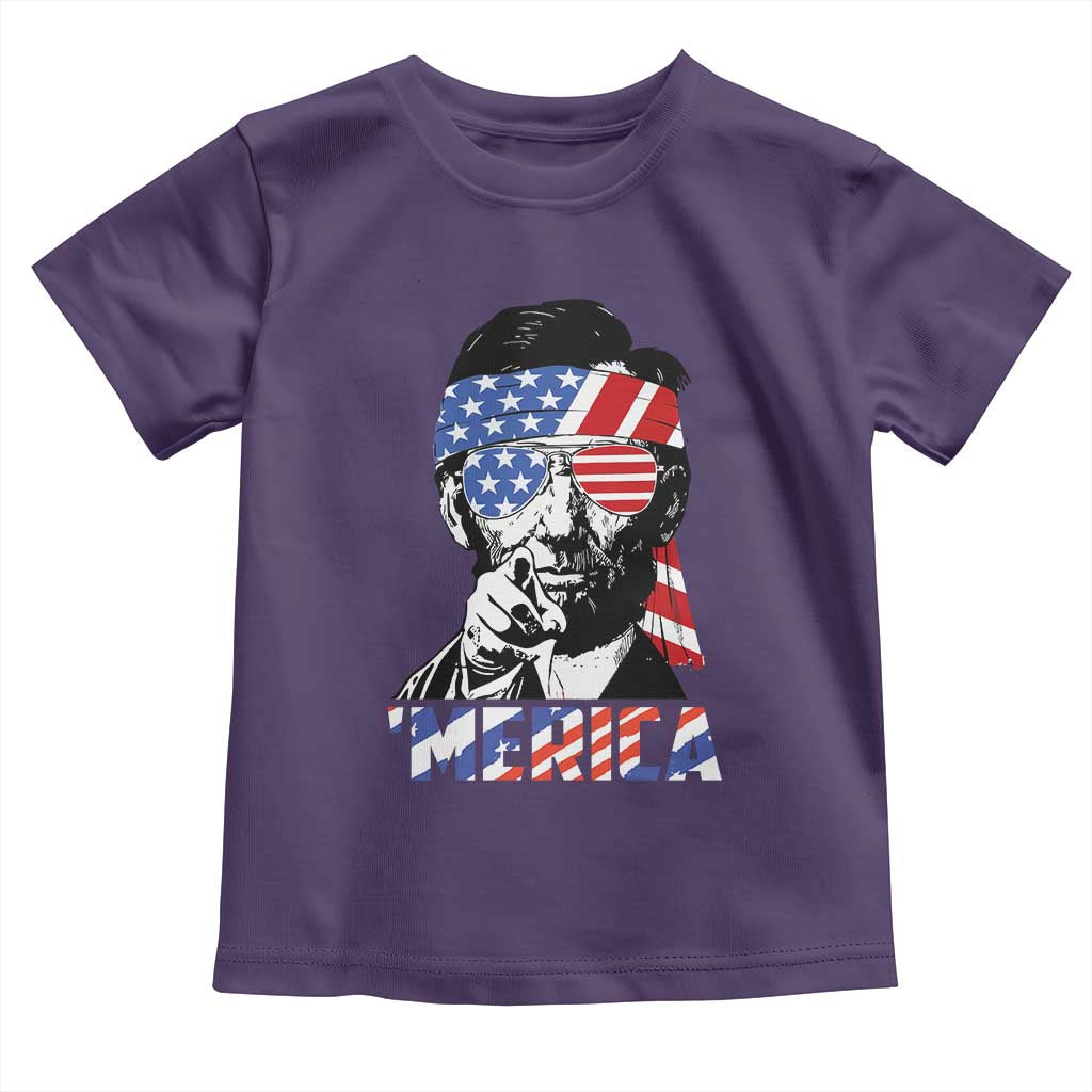 Funny Lincoln 4th Of July Merica Toddler T Shirt Abe American Flag - Wonder Print Shop