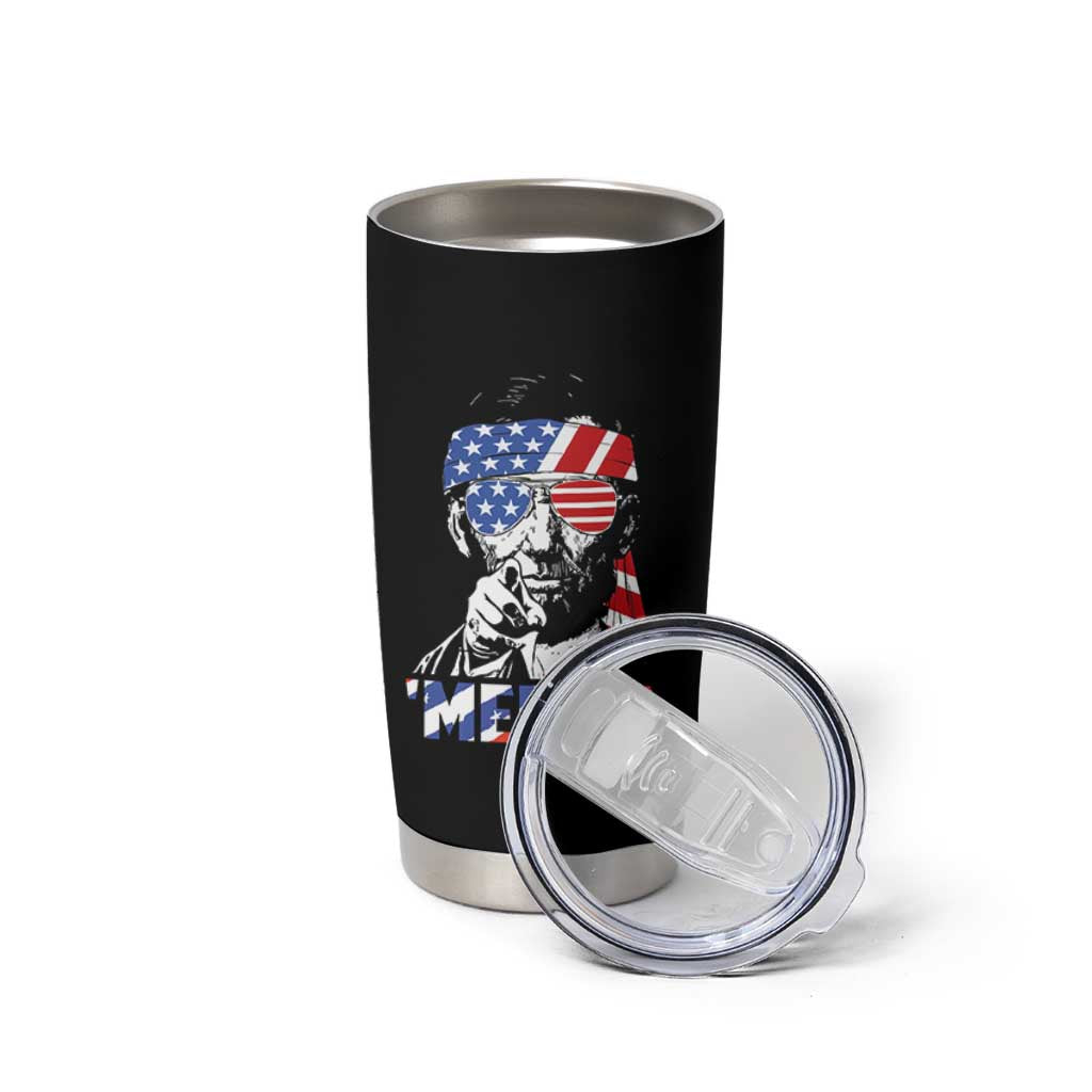 Funny Lincoln 4th Of July Merica Tumbler Cup Abe American Flag - Wonder Print Shop