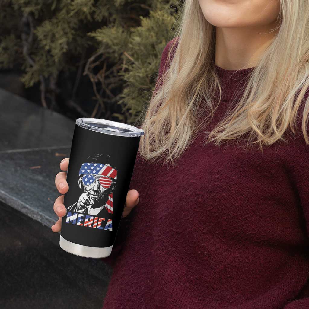 Funny Lincoln 4th Of July Merica Tumbler Cup Abe American Flag - Wonder Print Shop