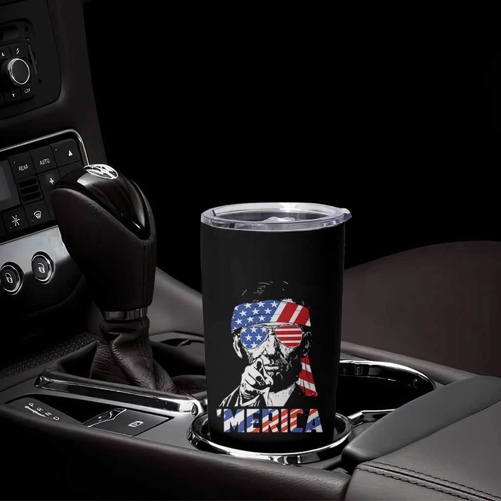 Funny Lincoln 4th Of July Merica Tumbler Cup Abe American Flag - Wonder Print Shop