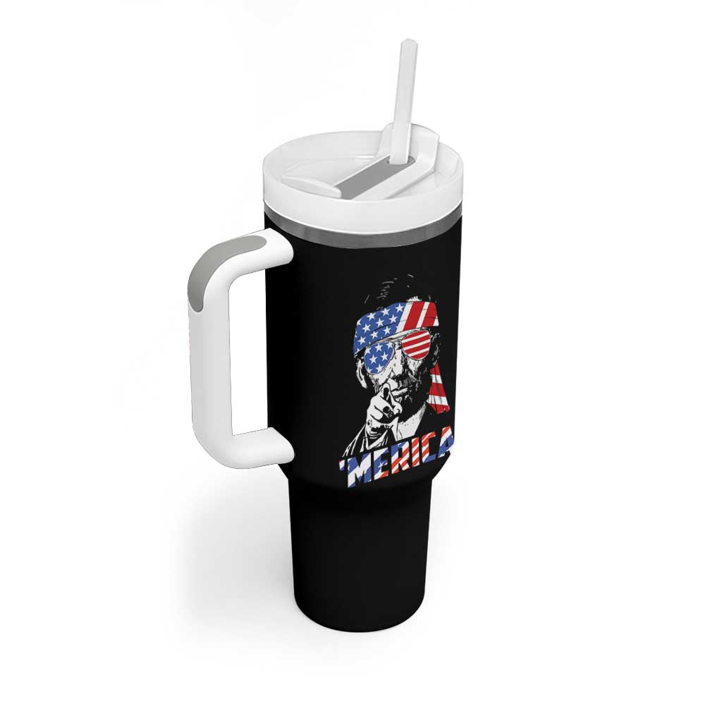 Funny Lincoln 4th Of July Merica Tumbler With Handle Abe American Flag - Wonder Print Shop