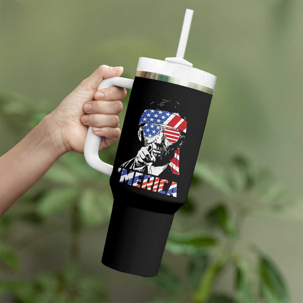 Funny Lincoln 4th Of July Merica Tumbler With Handle Abe American Flag - Wonder Print Shop