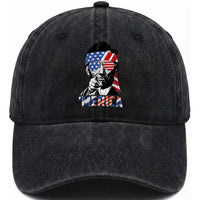 Funny Lincoln 4th Of July Merica Washed Cotton Baseball Cap Abe American Flag