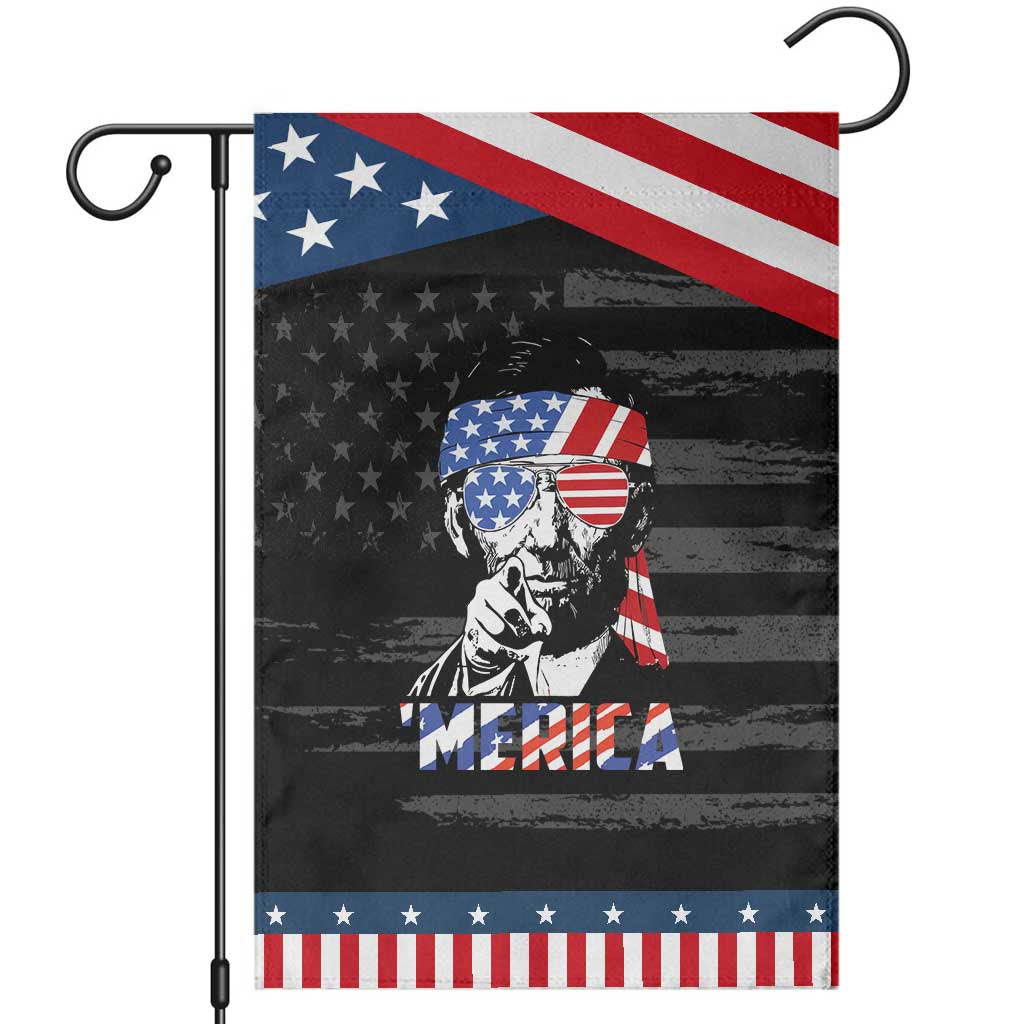 Funny Lincoln 4th Of July Merica Garden Flag Abe American Flag