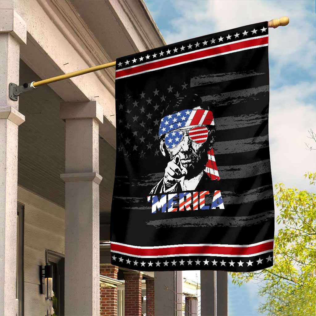 Funny Lincoln 4th Of July Merica Garden Flag Abe American Flag