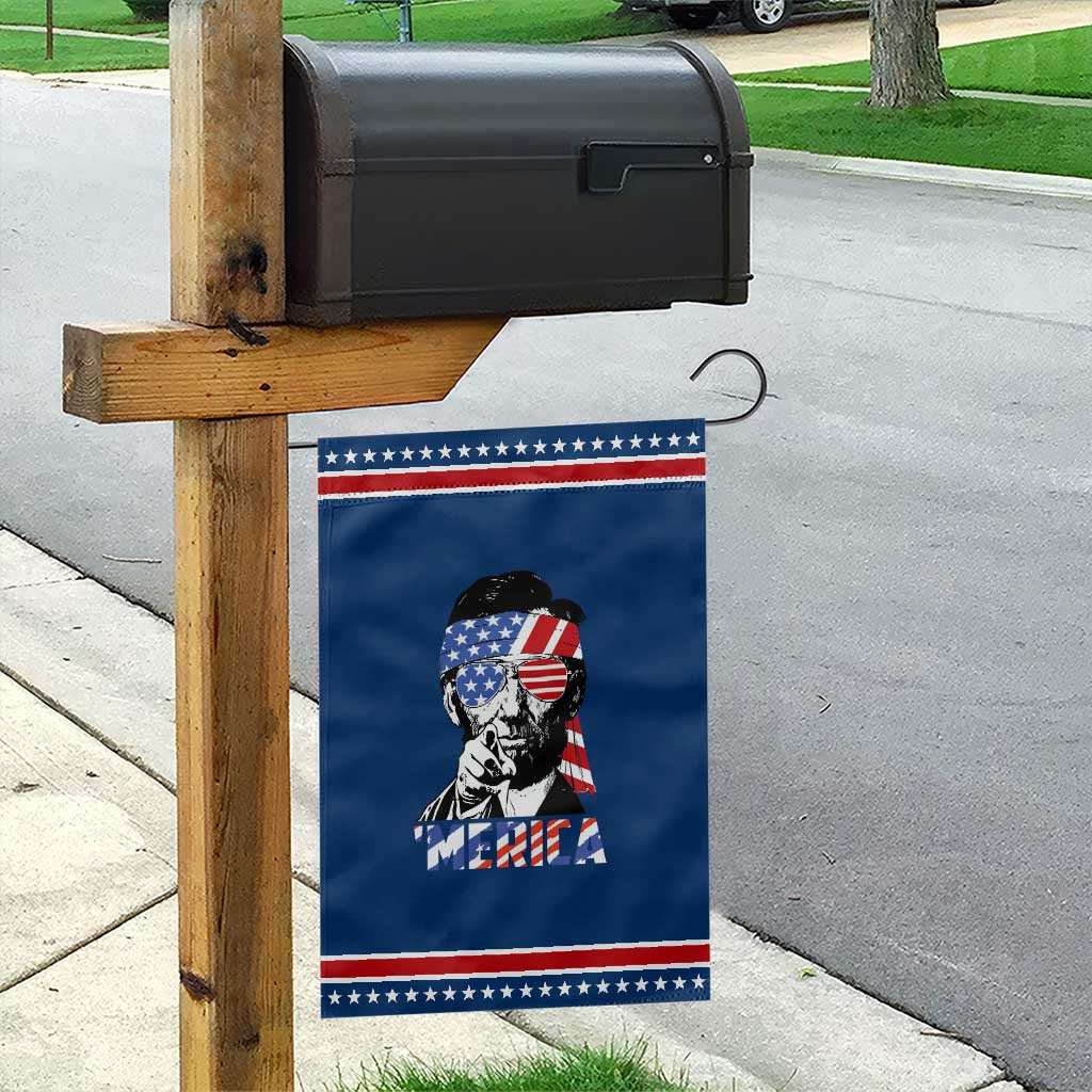 Funny Lincoln 4th Of July Merica Garden Flag Abe American Flag